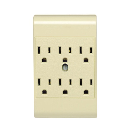 Leviton Plug Adapter, Outlet Tap, 5-15R, Ivory 6ADPT-00I